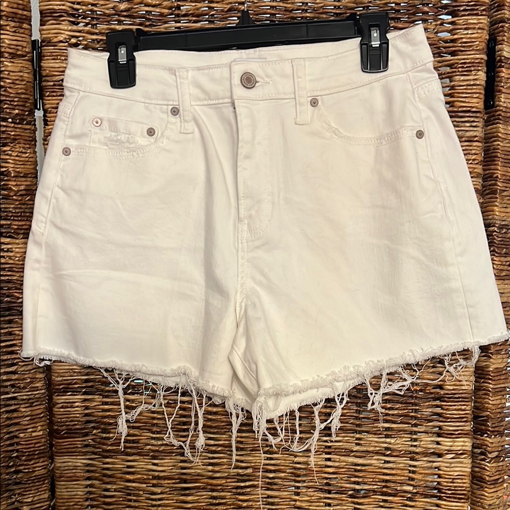 White Frayed Denim Shorts